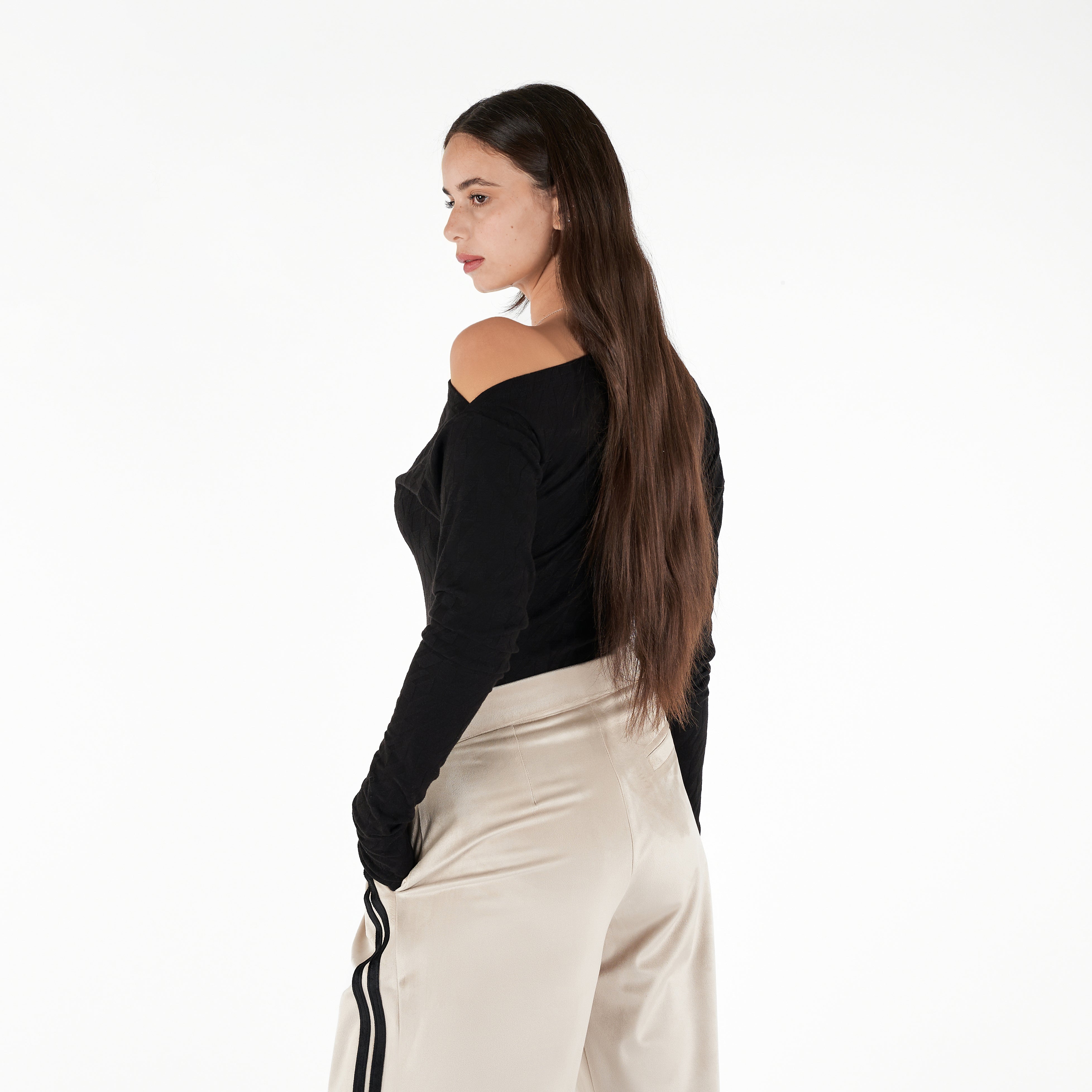 Velvet Side Stripe Wide Leg Trouser