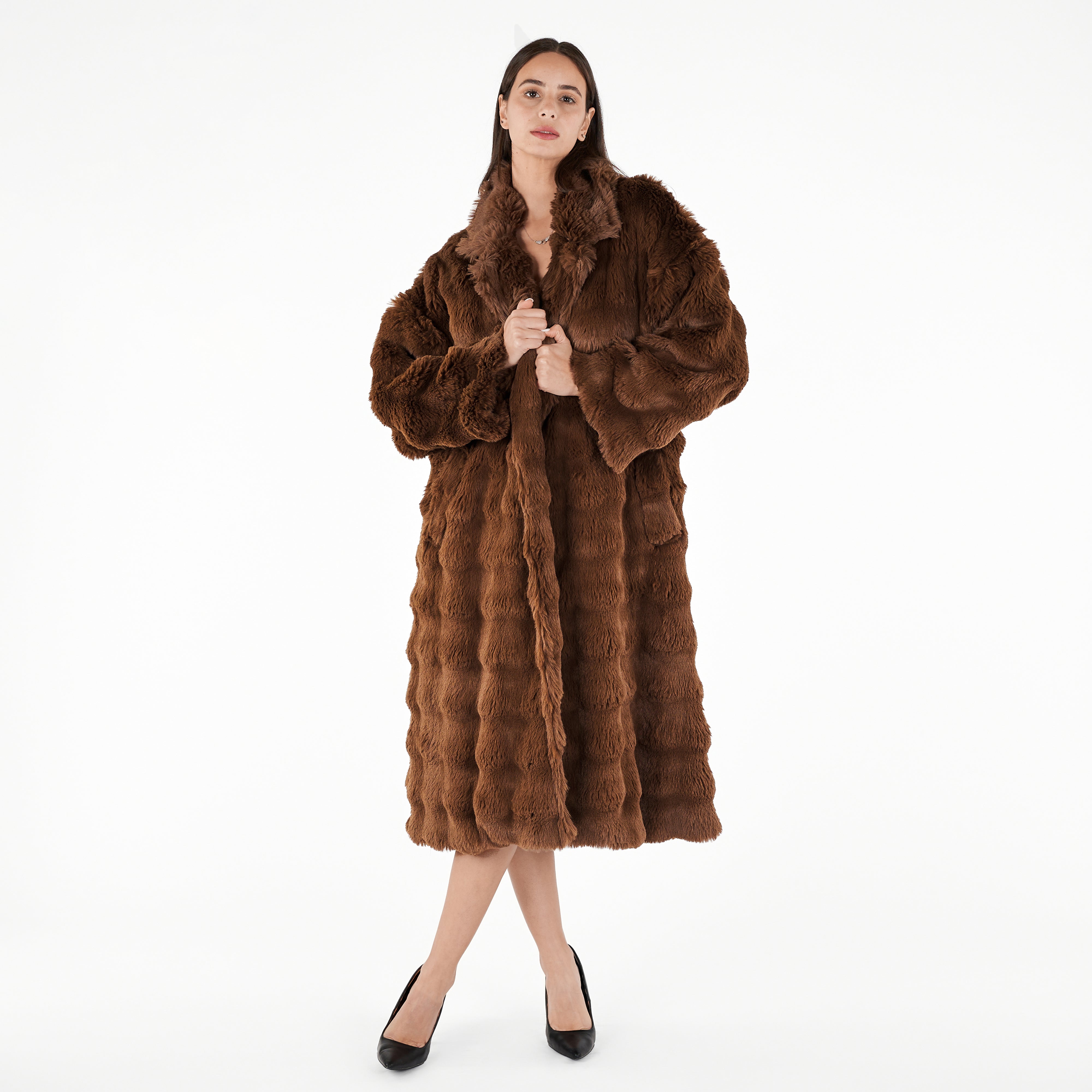 Puffy Faux Fur Longline Coat