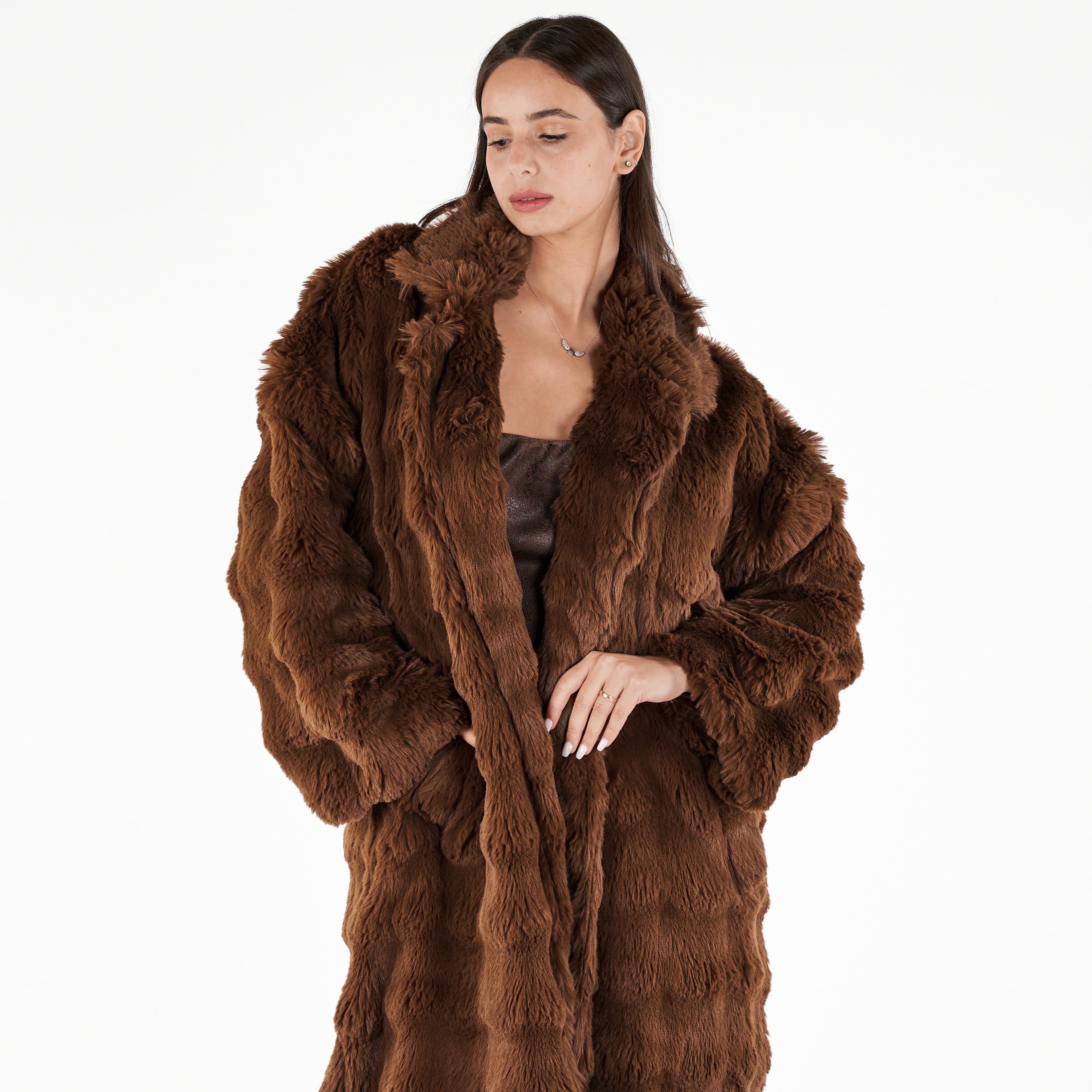 Puffy Faux Fur Longline Coat